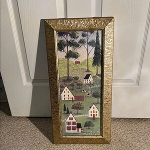 Charming Landscape Art with Gold Frame